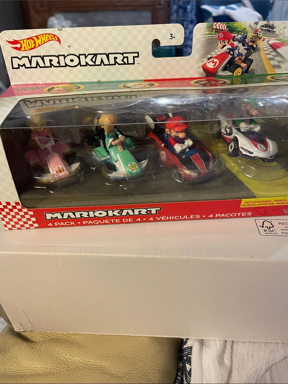 Hot Wheels Mario Kart 4-Pack Toy Vehicles - Red, Pink, Green, White